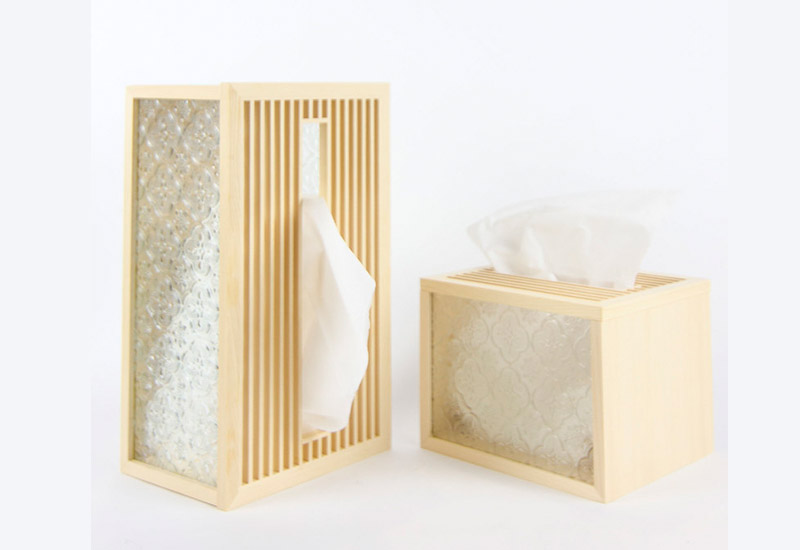 手手 海棠花衛生紙盒(小型) 玻璃窗花衛生紙盒